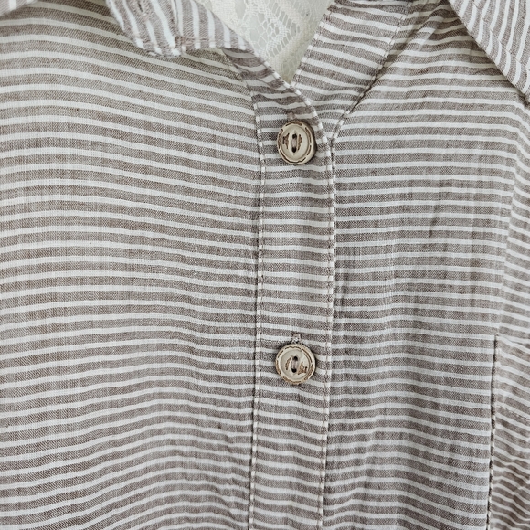 A'REVE Striped Lace Button Up Shirt - Picture 7 of 9